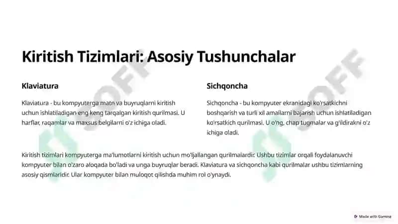 Kompyuterga Ma’lumotlarni Kiritish-Chiqarish Tizimlari 2