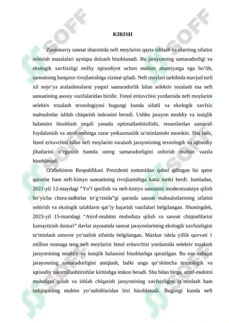 Neft moylarini fenol erituvchisi yordamida selektiv tozalash jarayoni 2