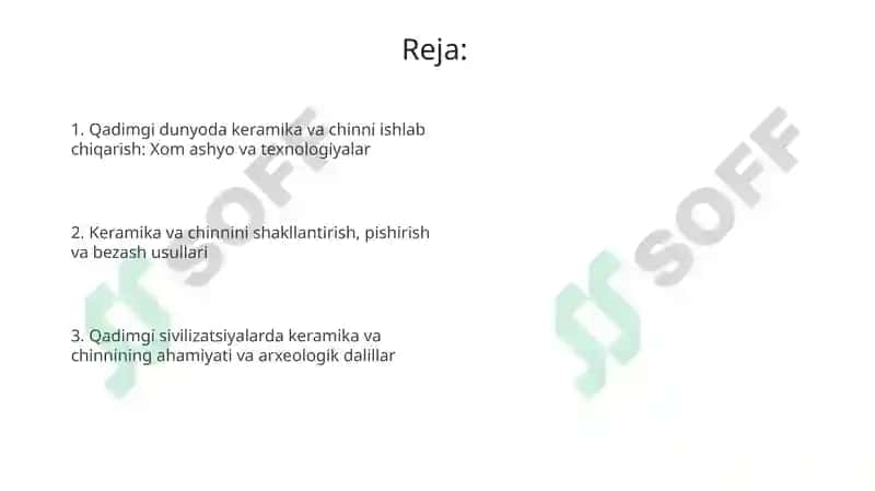 Qadimgi dunyo amaliy kimyosi. Keramika va chinni buyumlar tayyorlash 2