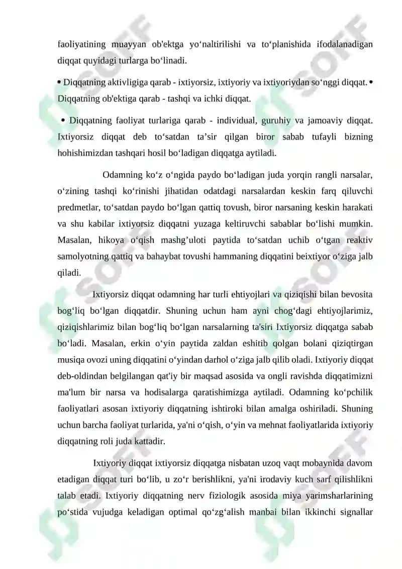 Diqqatning o’ziga xos xususiyatlari 2
