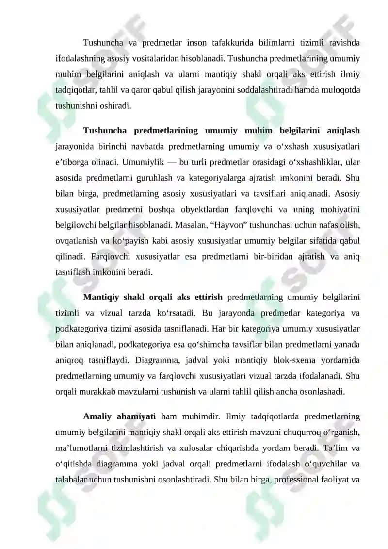 Tushuncha predmetlarining umumiy muhimbelgilarini aks ettiruvchi mantiqiy shakl 2