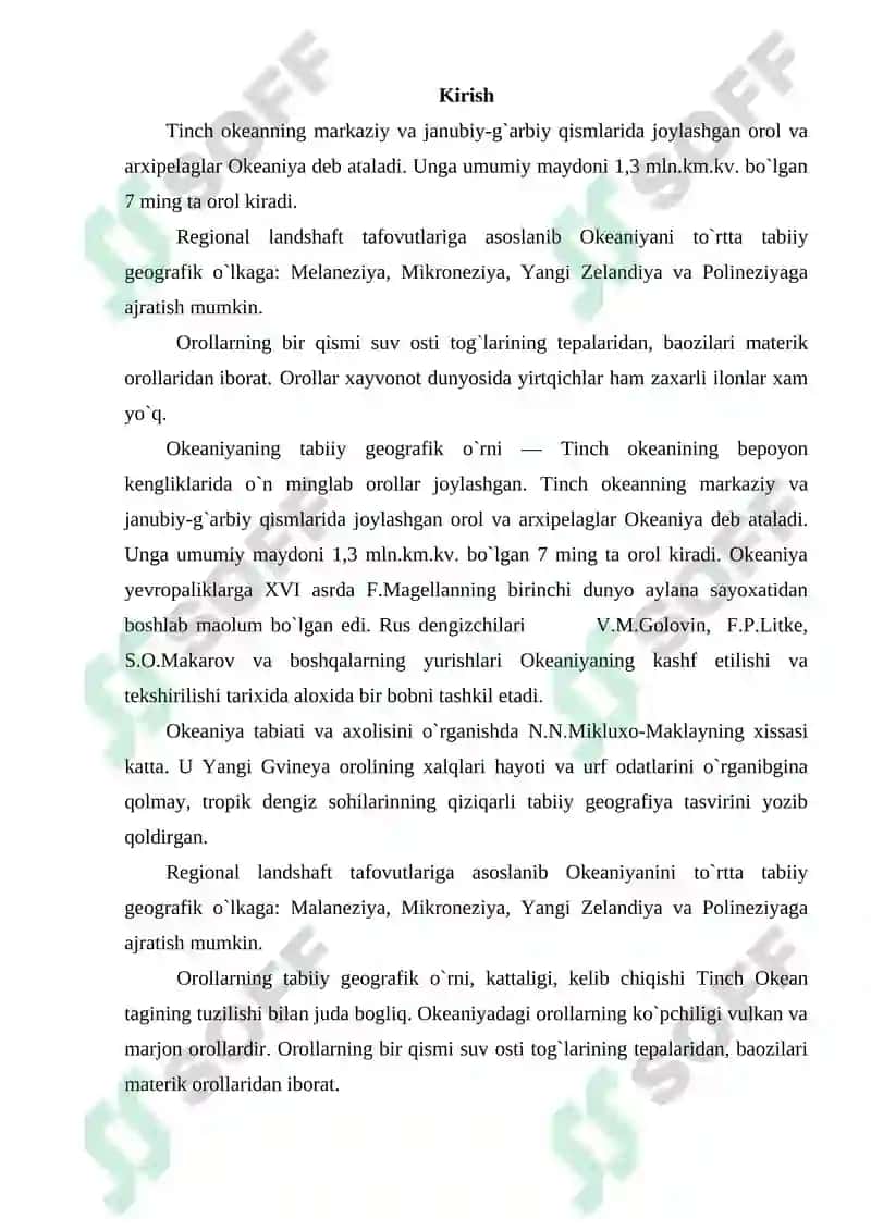 Okeaniyaning Tabiiy Geografik Tasnifi 2