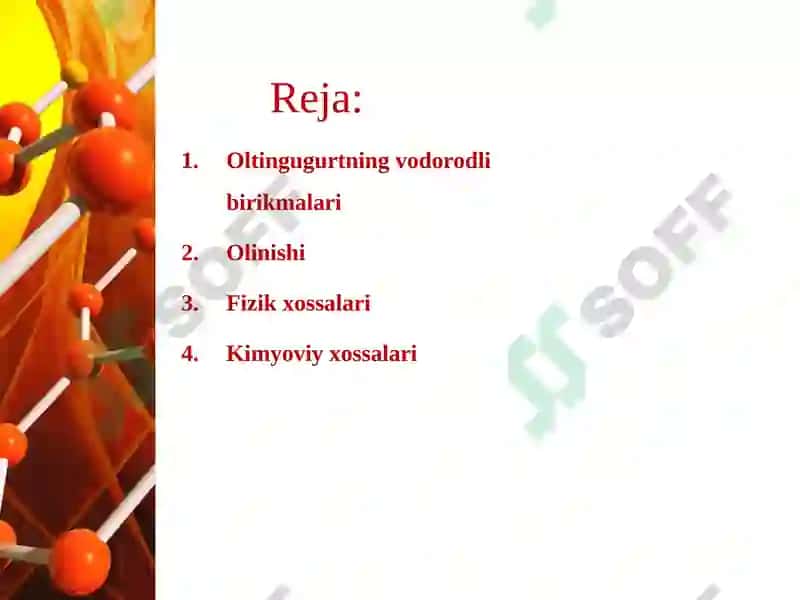 Oltingugurtning vodorodli birikmalari 2