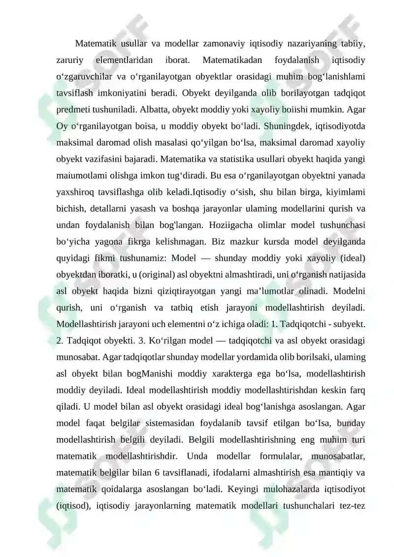 Matematik usullar va modellar zamonaviy iqtisodiy nazariyasi 2