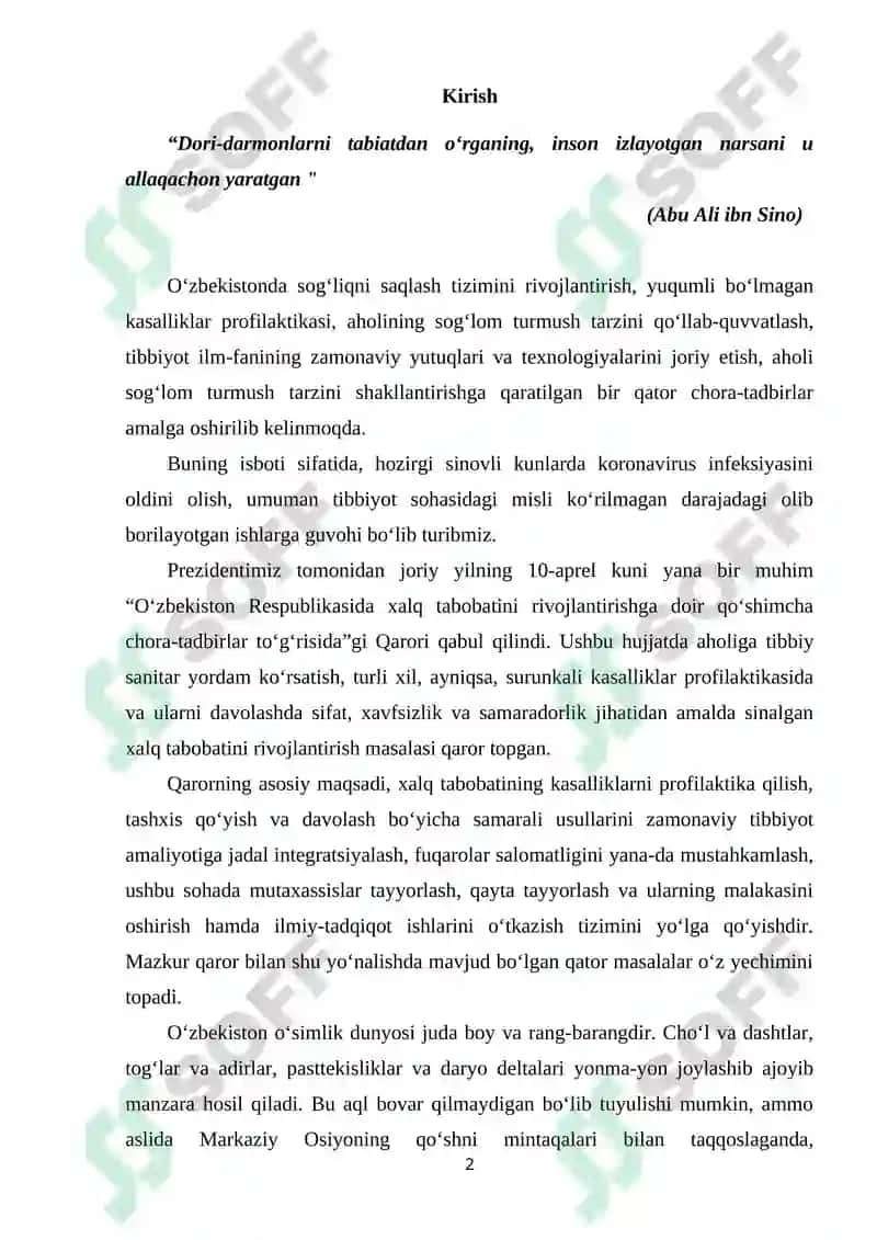 XALQ TABOBATIDA KENG QO’LLANILADIGAN DORIVOR O’SIMLIKLAR VA ULARGA BOTANIK TAFSIF 2