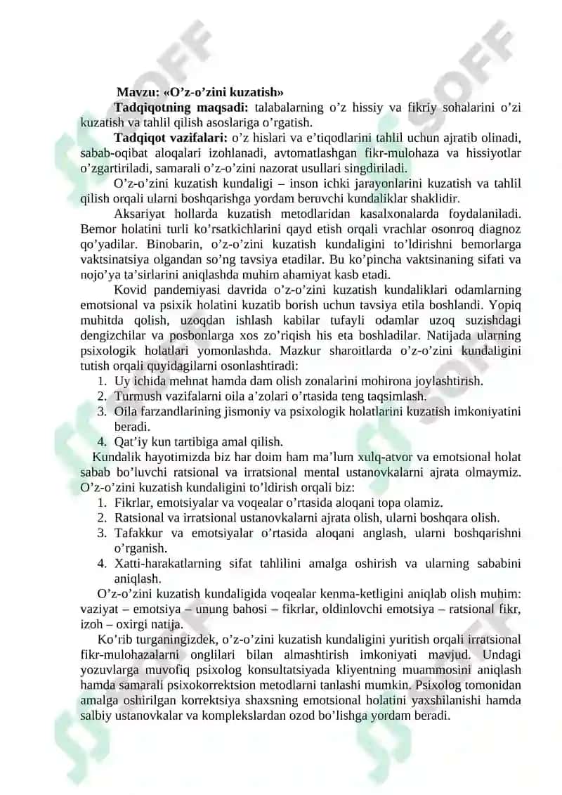 O'z o'zini kuzatish metodi 2