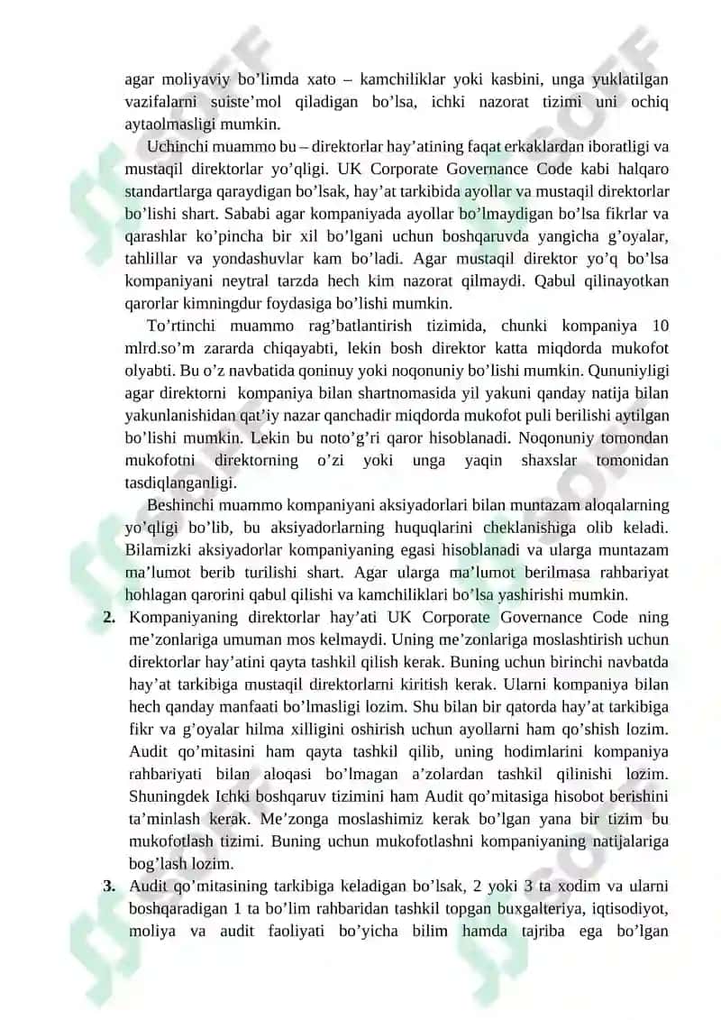 "FAYZMED" AJ – KORPORATIV BOSHQARUVDAGI MUAMMOLAR 2