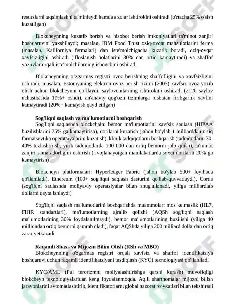 Blokcheyn texnalogiyasi va uning qoʻlanilishi 2