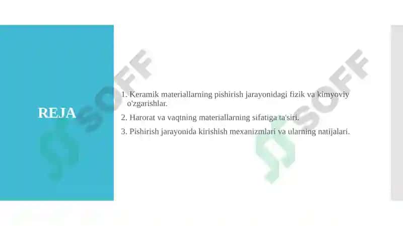 Keramik materiallarning pishirish jarayonidagi fizik va kimyoviy o'zgarishlar 2