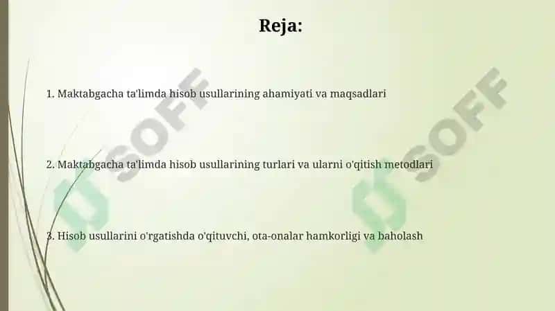 Hisob usullarini o'rgatish 2
