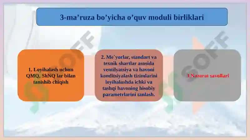 Ichki va tashqiq havo ning hisobiy parametrlari 2