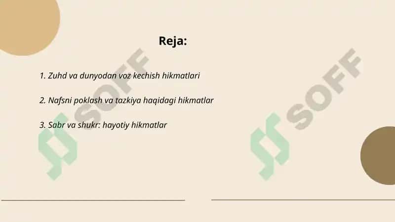 Abu Abdurahmon Sulamiyning ,, Tabaqot us-sufiya" asarida ifodalangan hikmatlar 2