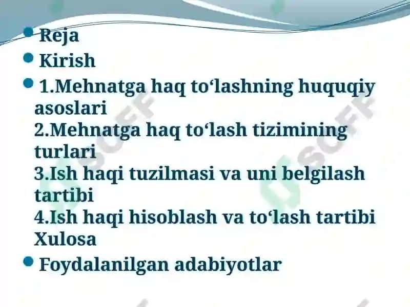 MEHNATGA HAQ TO‘LASH TIZIMI VA UNI BELGILASH TARTIBI 2