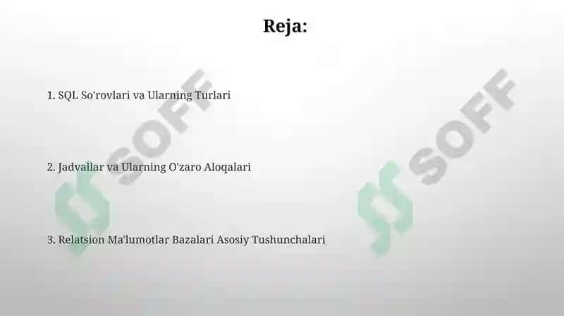 Relational ma'lumotlar bazalari (SQL) asosiy konseptlari 2