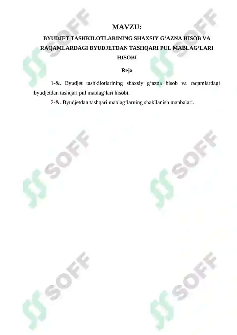 Byudjet Tashkilotlarining Shaxsiy Gʻazna Hisob va Raqamlardagi Byudjetdan Tashqari Pul Mablagʻlari Hisobi 2