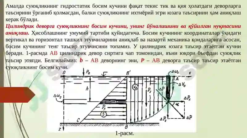 Гидростатик босим кучининг эрги сиртга таъсири 2