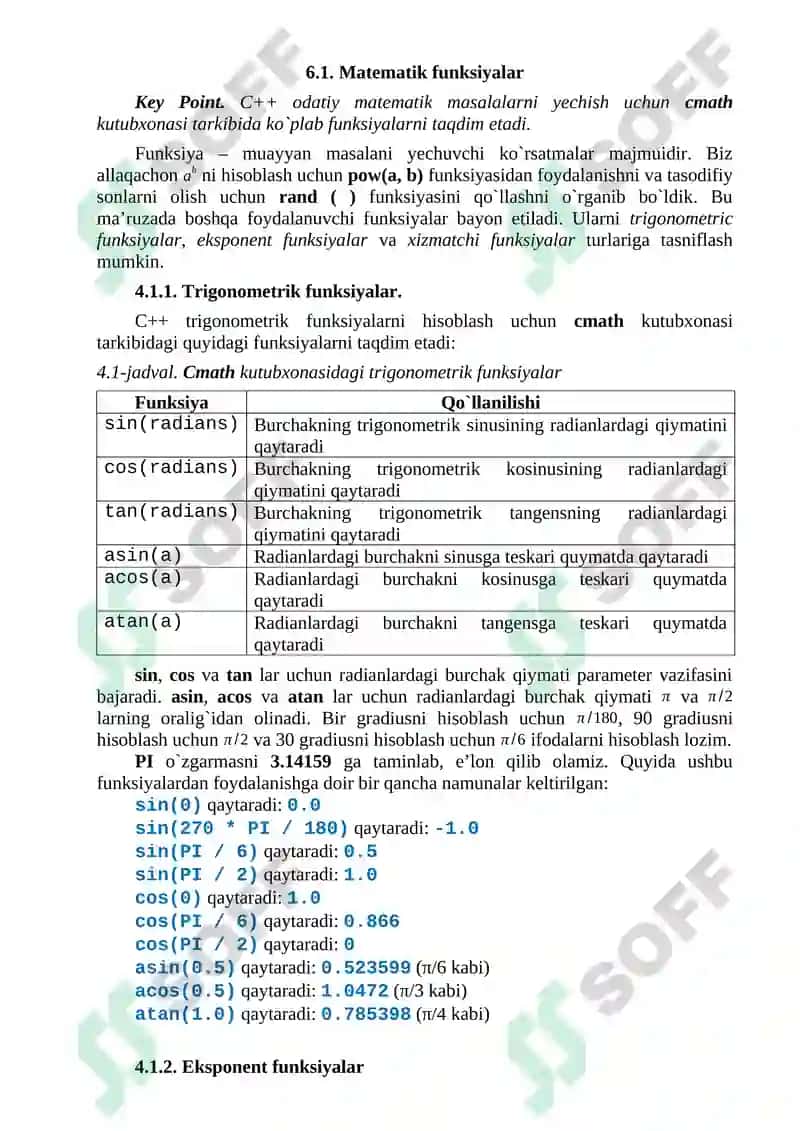 Matematik funksiyalar, simvollar 2