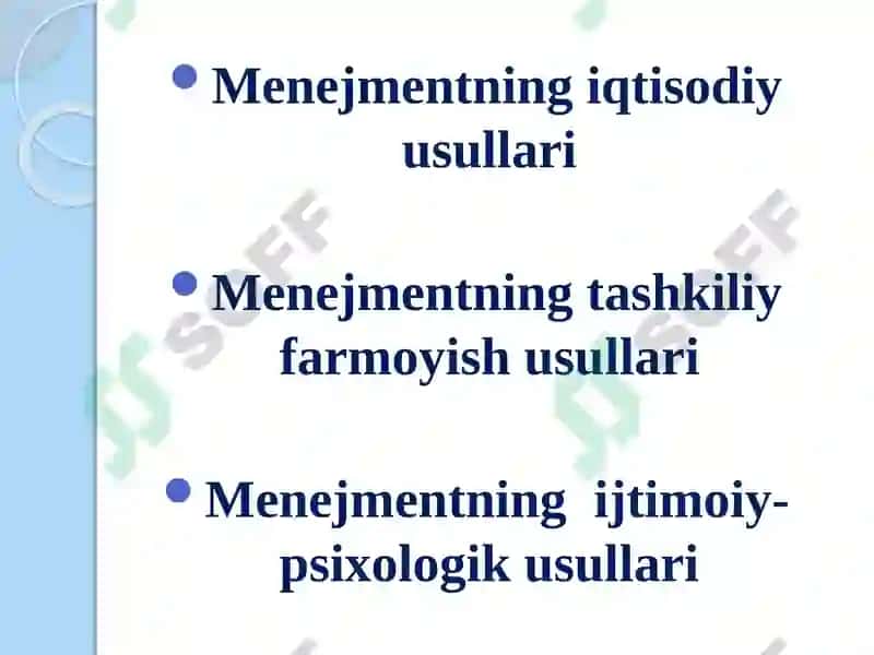 Mehnatni boshqarish usullari va texnologiyalari 2