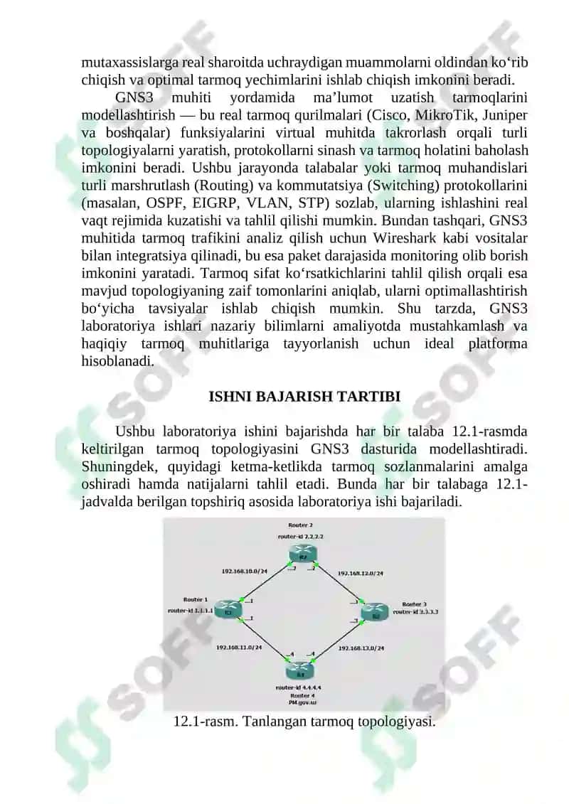 MA’LUMOT UZATISH TARMOQLARINI GNS3 MUHITIDA MODELLASHTIRISH VA TARMOQ SIFAT KO‘RSATKICHLARINI BAHOLASH 2