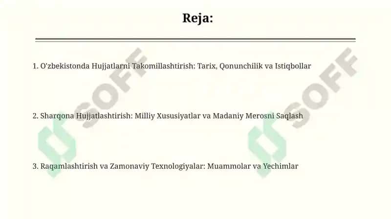 O‘ZBEKISTON RESPUBLIKASIDA HUJJATCHILIKNING TAKOMILLASHUVI. SHARQHUJJATCHILIGI 2