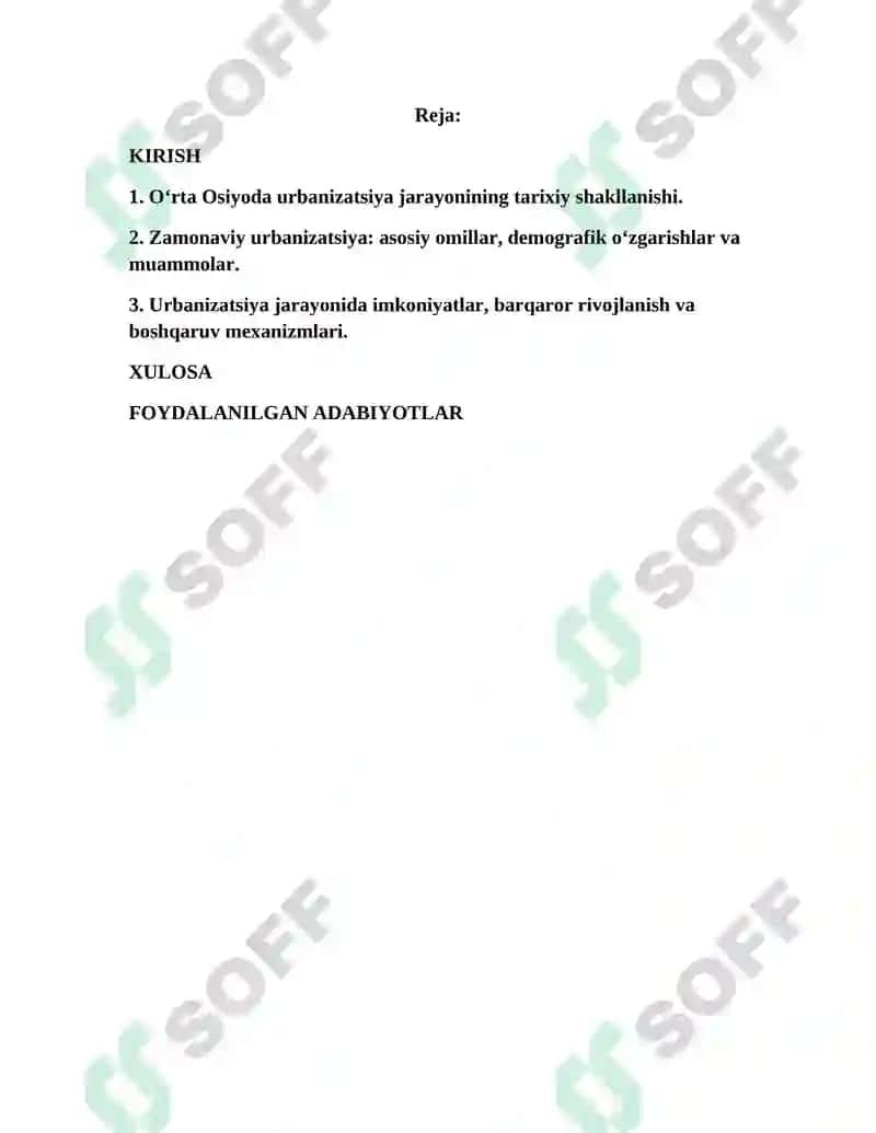 Urbanizatsiya jarayoni: muammolar va imkoniyatlar 2