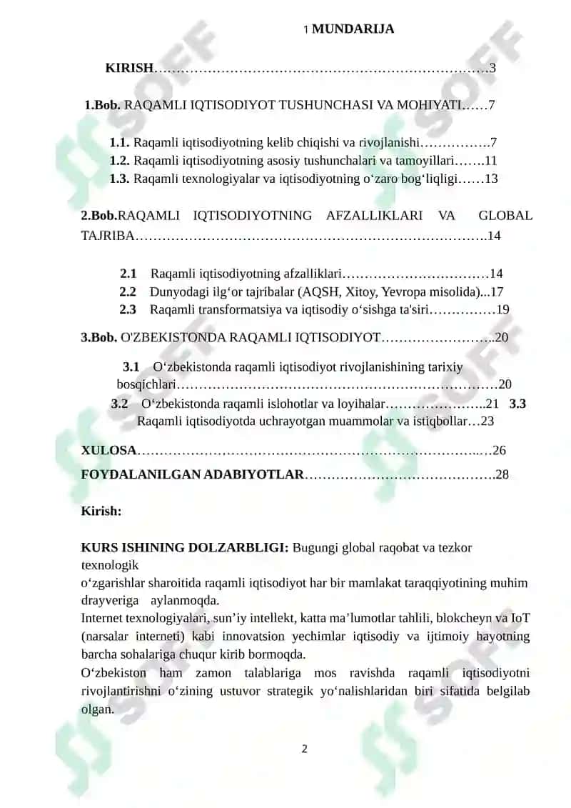 Raqamli iqtisodiyot. Raqamli iqtisodiyotning afzalliklari. O’zbekistonda raqamli iqtisodiyot. 2