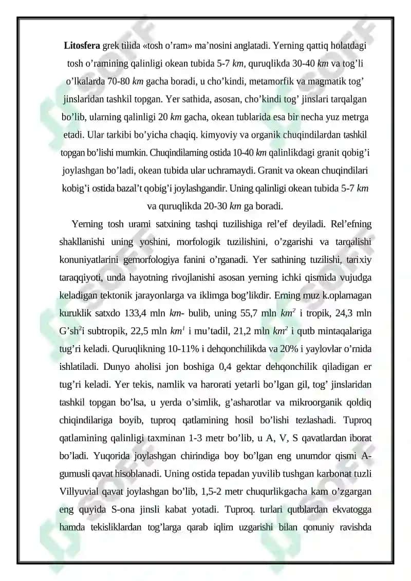 Litosfera: Tuproqlar turlari va vazifalari 2