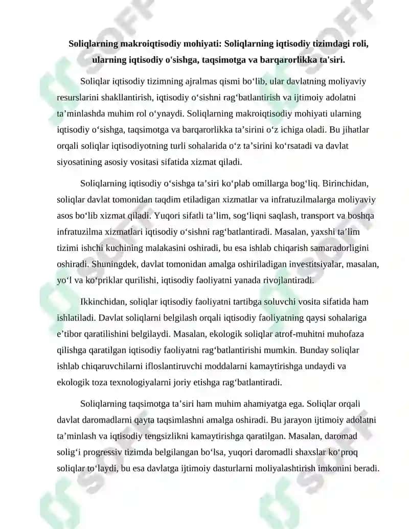 Soliqlarning Makroiqtisodiy Mohiyati va Soliq Siyosati 2