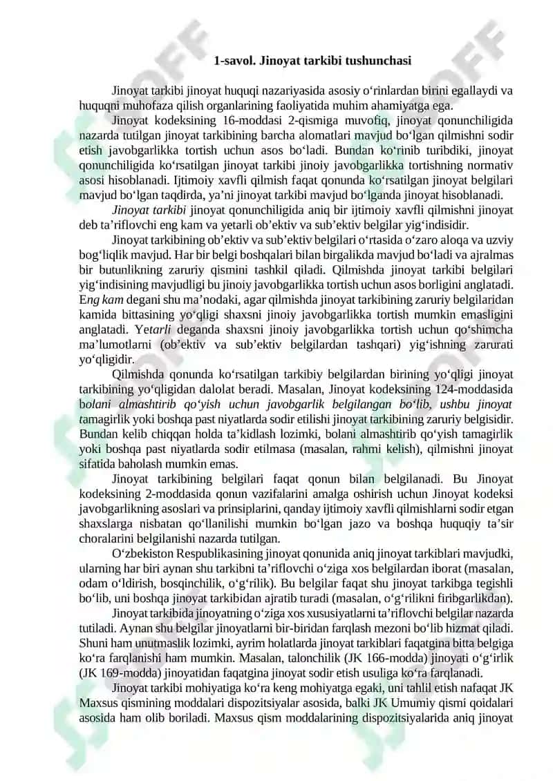 Jinoyat Tarkibining Tushunchasi 2