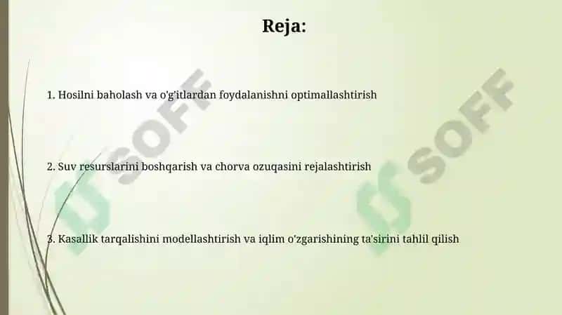 Aniq integralning qishloq xoʻjaligi va chorvachilik masalalariga tatbiq etilishi 2