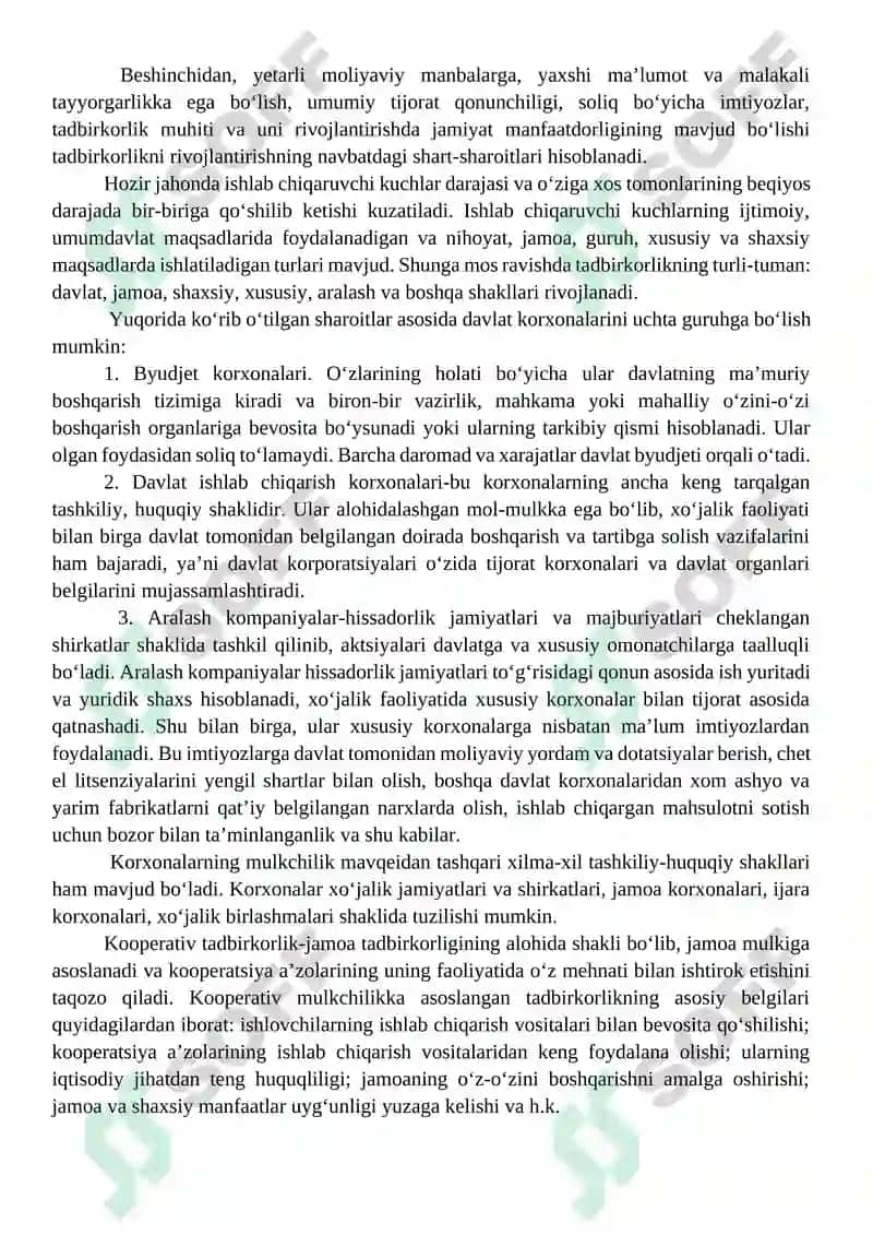 Tadbirkorlik faoliyati va tadbirkorlik kapitali 2