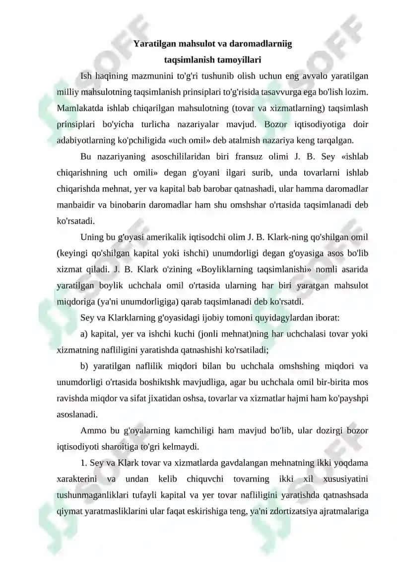 Yaratilgan mahsulot va daromadlar taqsimlanishi 2