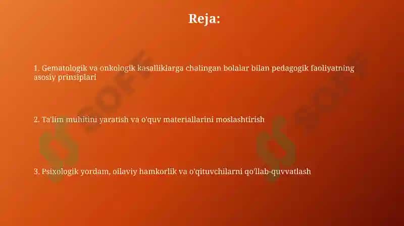 Gemotologik va onkologik kasalliklarga chalingan bolalar bilan pedagogik faoliyat 2