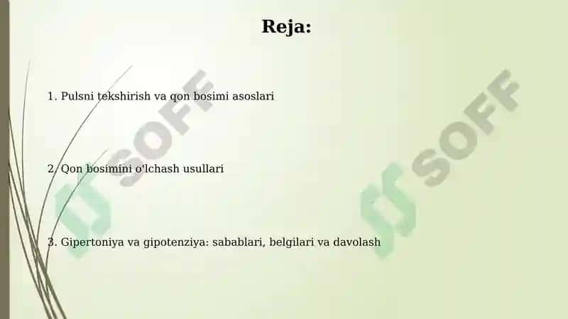 Pulsni tekshirish. Arterial bosim. Arterial bosimni o‘lchash. Gipertoniya va gipotoniya 2