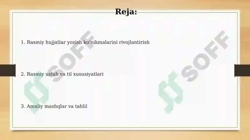 Rasmiy hujjatlar yozish ko'nikmalarini rivojlantirish 2