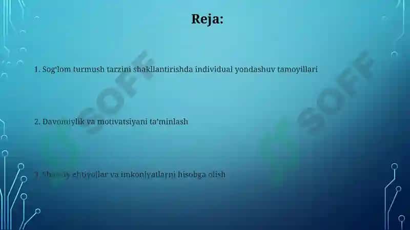 Sogʻlom hayot tarzini shakllantirishiga individual yondashuv tamoyillari 2