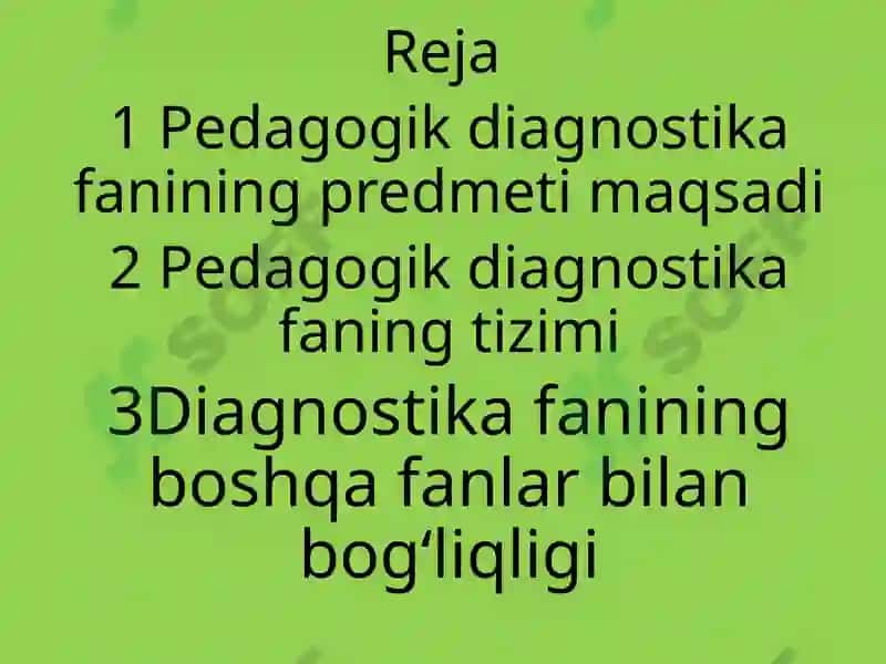 Pedagogik diagnostika fanining predmeti maqsadi va vazifalari 2