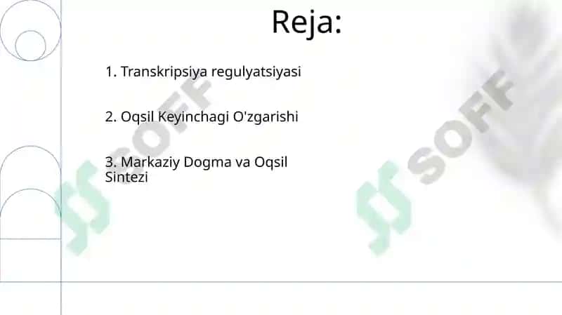 Oqsil biosintezi va uning genetik darajasidagi regulyatsiyasi 2
