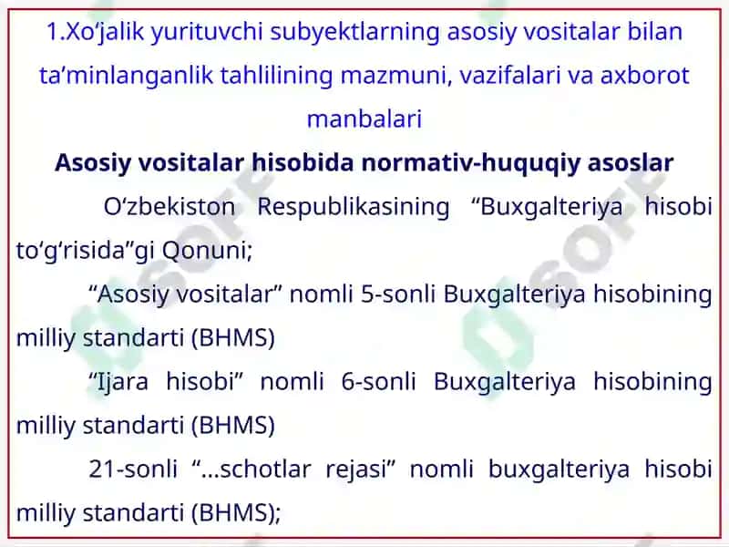 Asosiy Vositalar Holati va Ulardan Samarali Foydalanish Tahlili 2