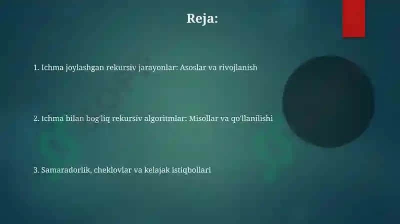 Ichma joylashgan rekursiv jarayonlar 2