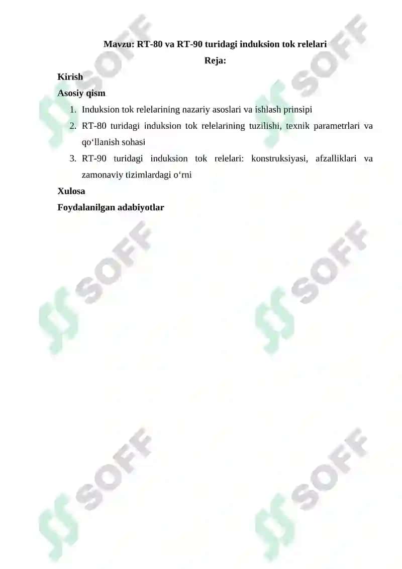 RT-80 va RT-90 turidagi induksion tok relelari 2