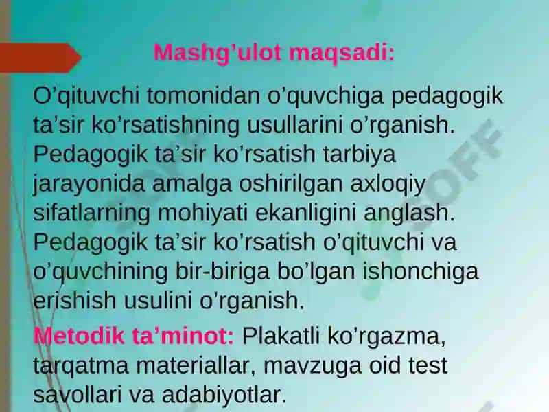 Tarbiyaviy ishlarni amalga oshirishda redagogik mahorat 2
