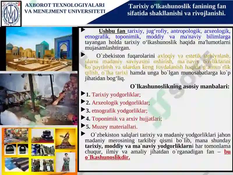 Tarixiy o‘lkashunoslik fanining shakllanishi va rivojlanishi tarixidan 2