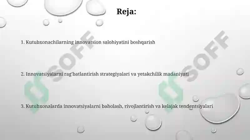 Kutubxona mutaxassislarning innavatsion kuchini boshqarish 2