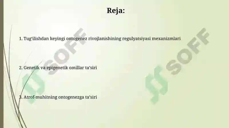 Ovqat hazm qilish sistemasi rivojlanishining regulyatsiyasi 2
