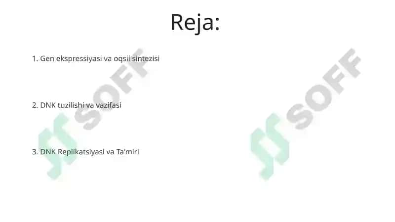 Nuklein kislotalar va irsiy belgilarining nasldan-naslga o‘tishdagi roli 2