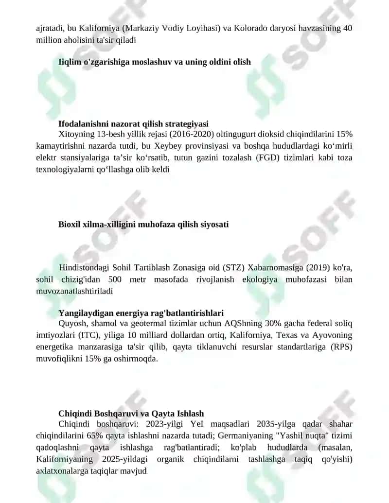 Davlatning tabiiy resurislardan foydalanish va ekologiya siyosati 2