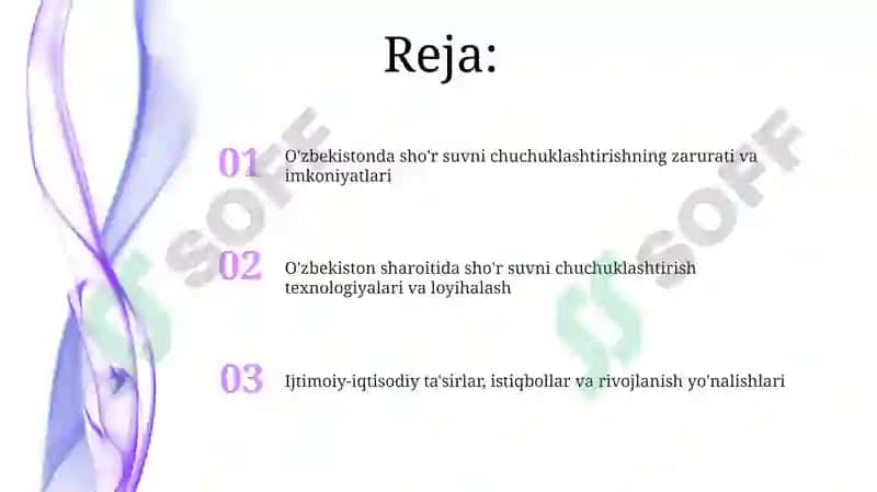 Sho'r suvni chuchuklashtirishning zarurati va imkoniyatlari 2
