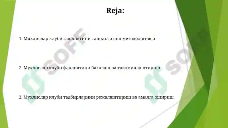 Fan toʻgaraklari ishlarni tashkil etish metodikasi 2