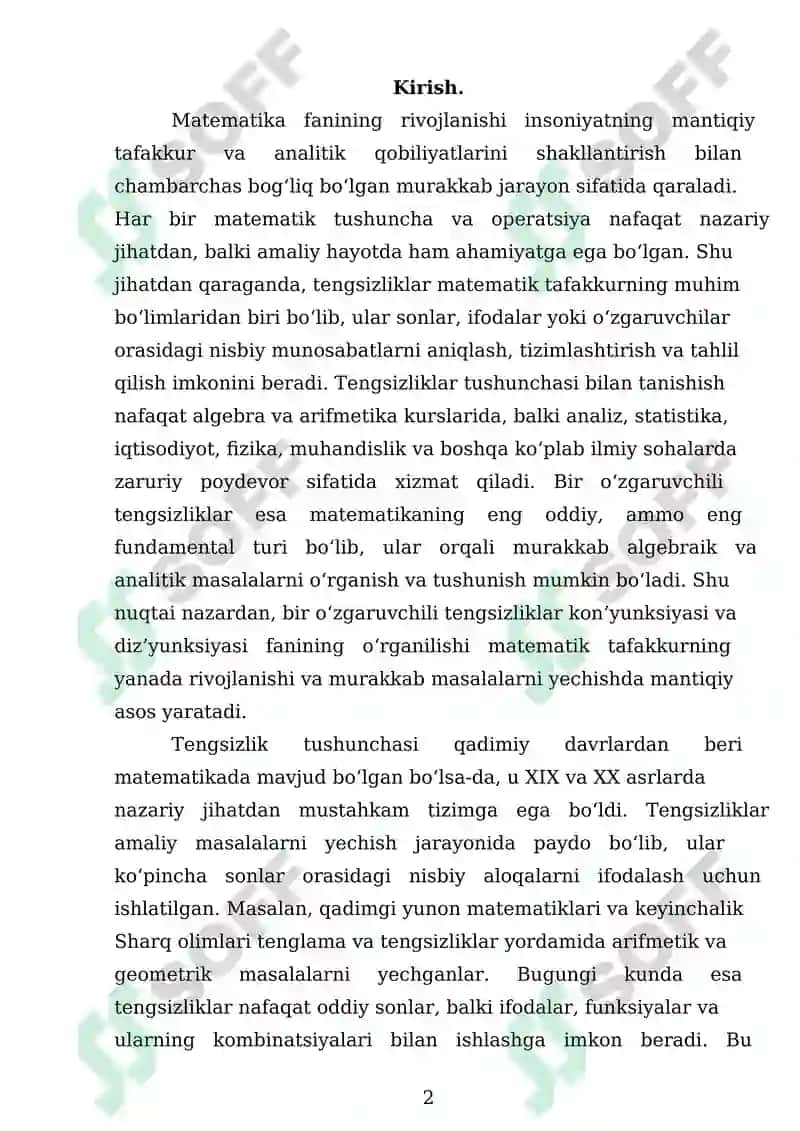 Bir O'zgaruvchili Tengsizliklar Konyunksiyasi va Dizyunksiyasi 2